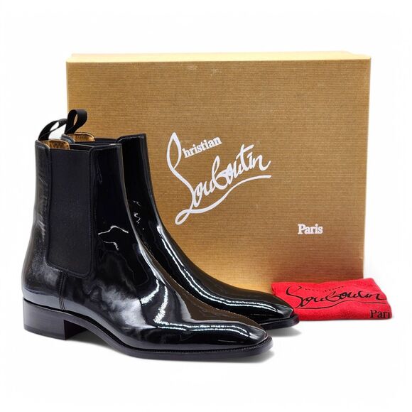 Christian Louboutin Samson Patent Leather Boots - Black - EU 42.5 / US 9.5 $1395